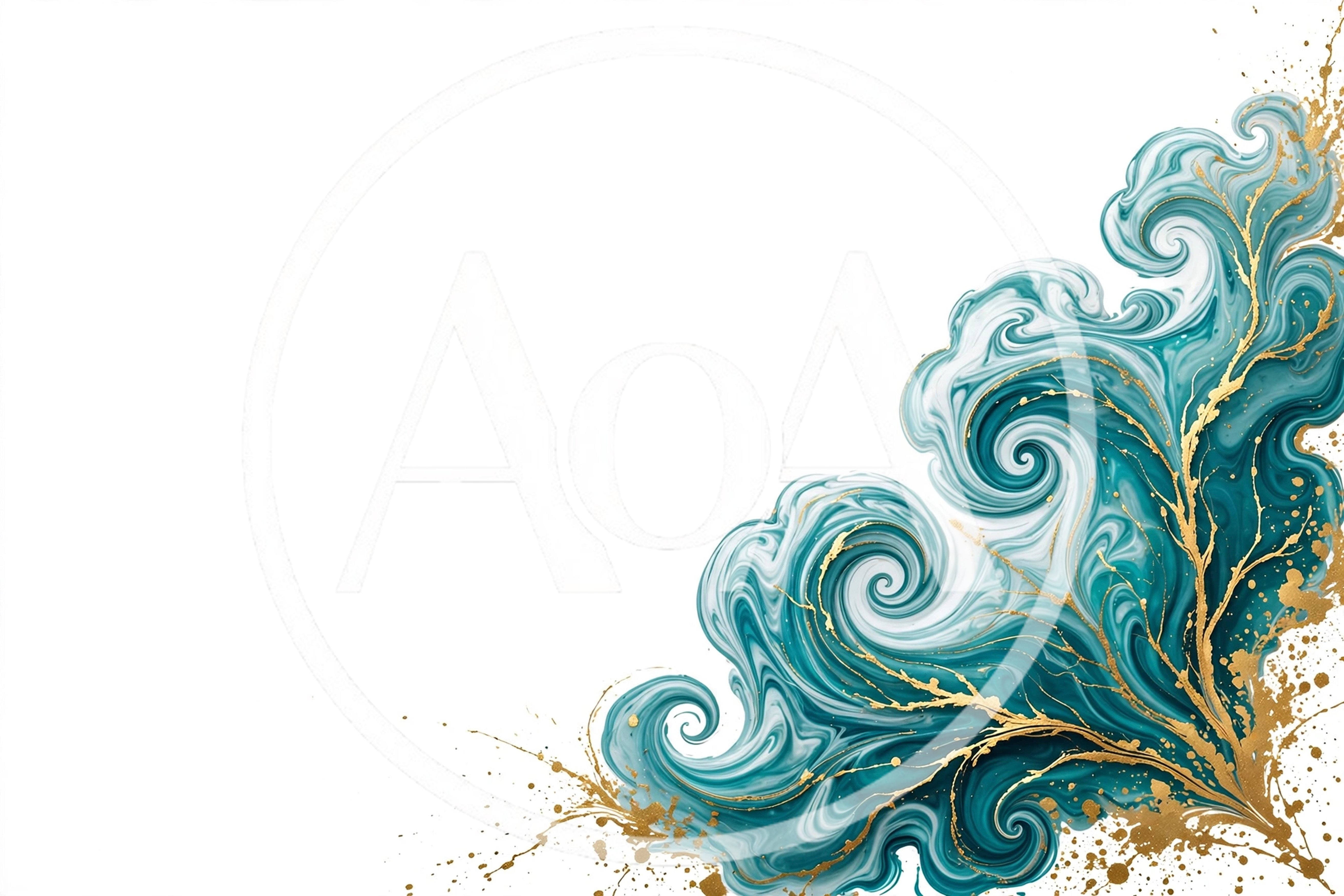 Abstract Teal And Gold Marble Swirl Background