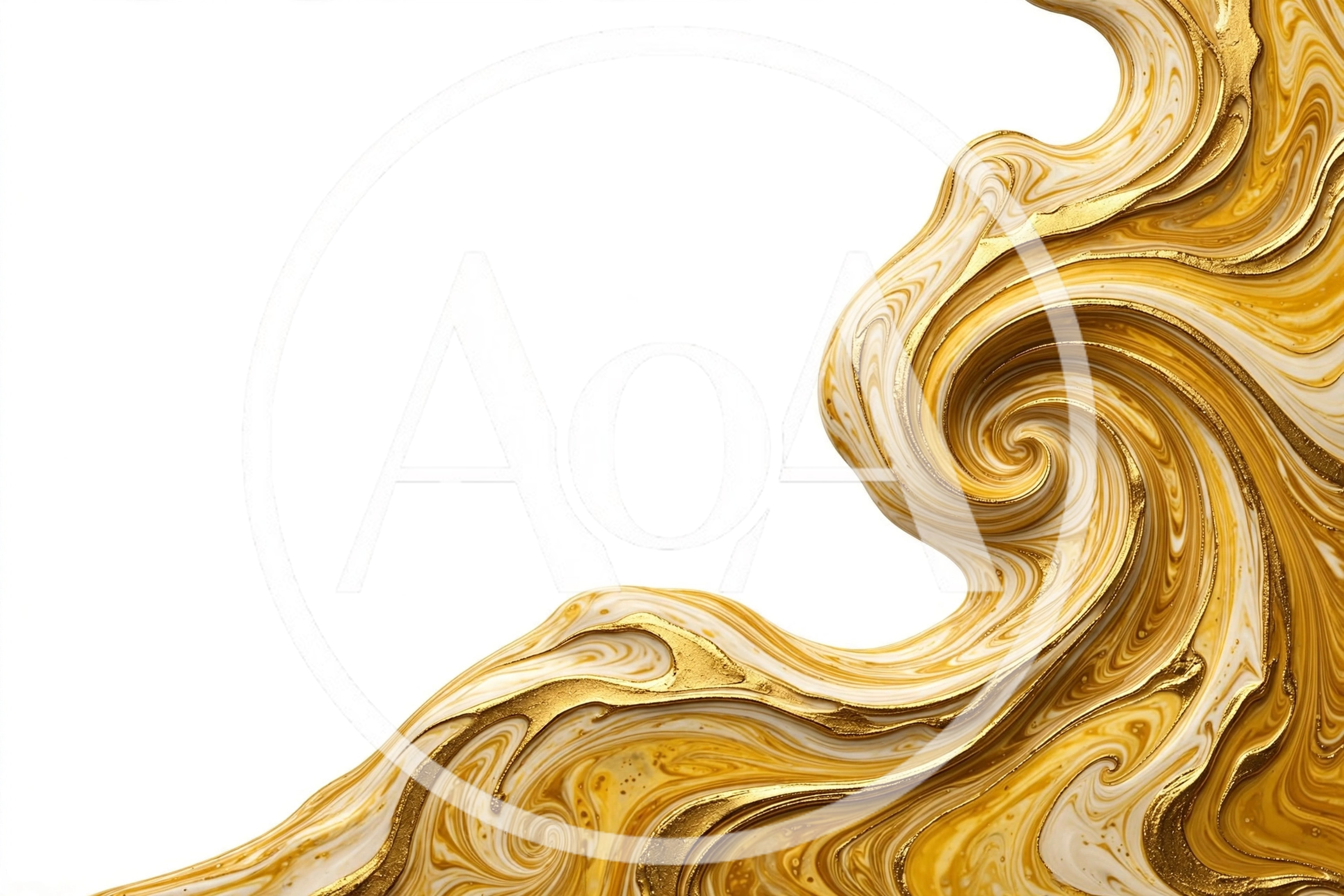 Abstract Gold And White Liquid Marble Swirl Background