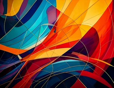 Abstract Geometric Background With Vibrant Colorful Curves