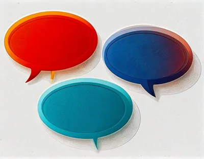 Three Colorful 3D Speech Bubbles on White Background