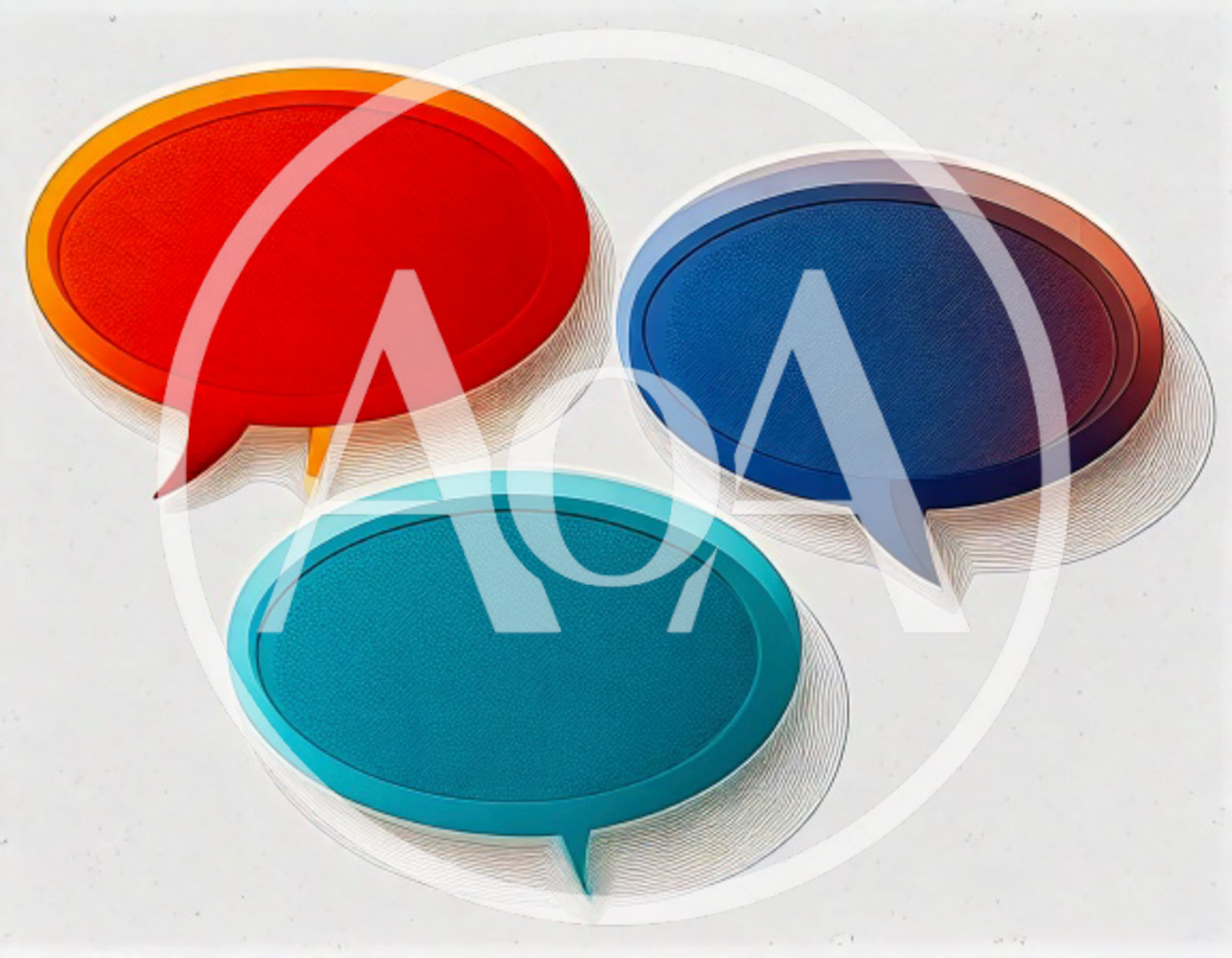 Three Colorful 3D Speech Bubbles on White Background