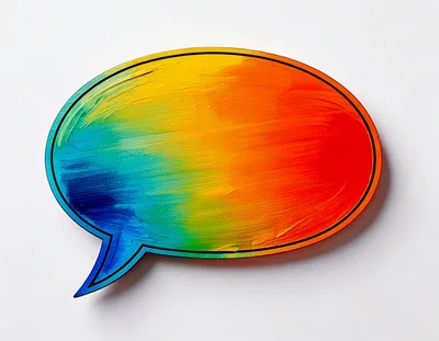Colorful Painted Speech Bubble Icon On White Background