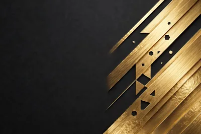 Abstract Gold Geometric Shapes On Black Background