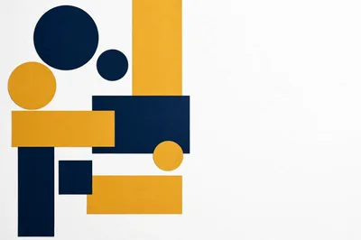 Abstract Geometric Composition With Blue And Yellow Shapes