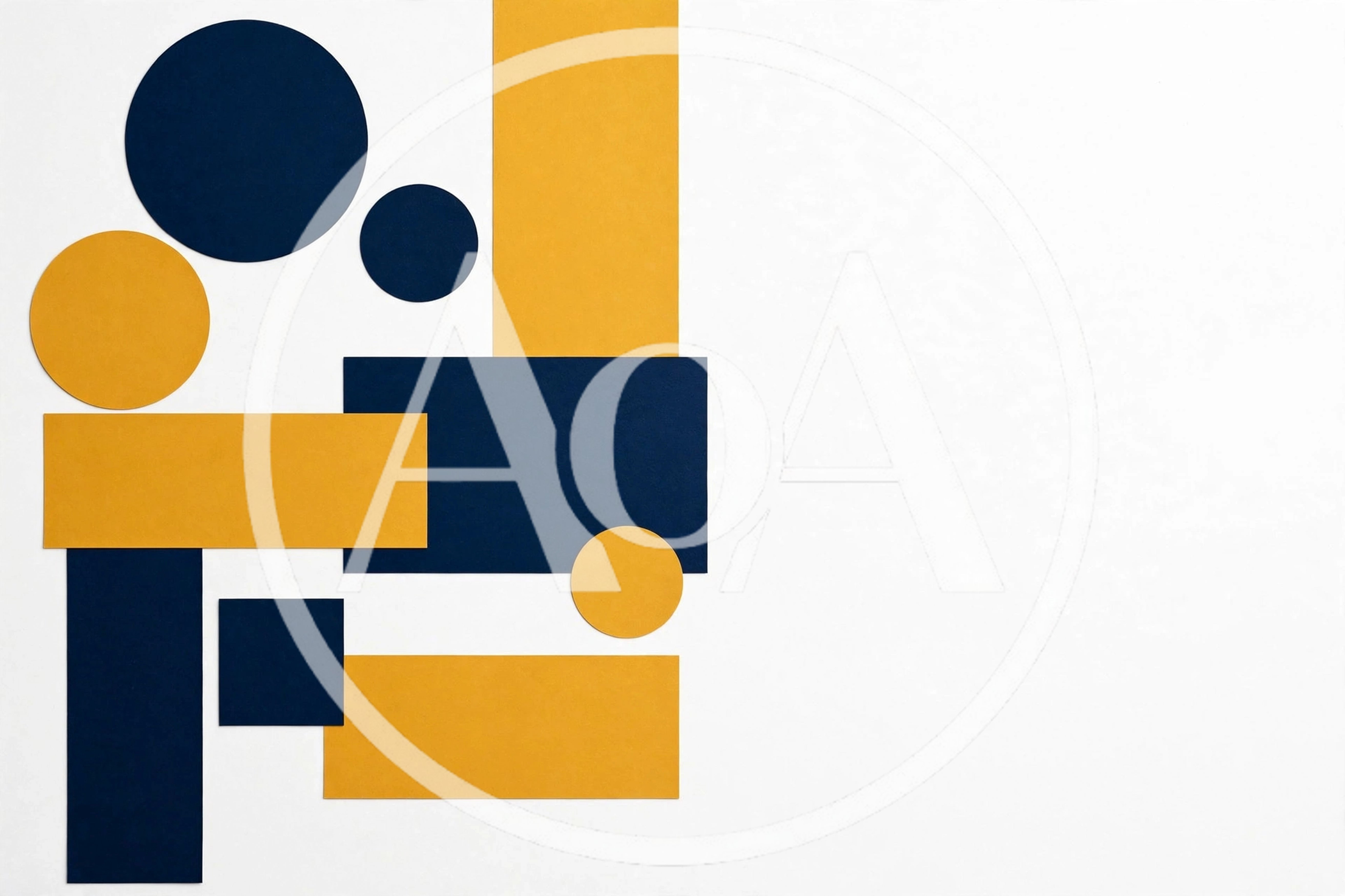 Abstract Geometric Composition With Blue And Yellow Shapes