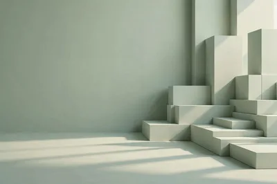 Minimalist Geometric Podium Display In Soft Sage Green