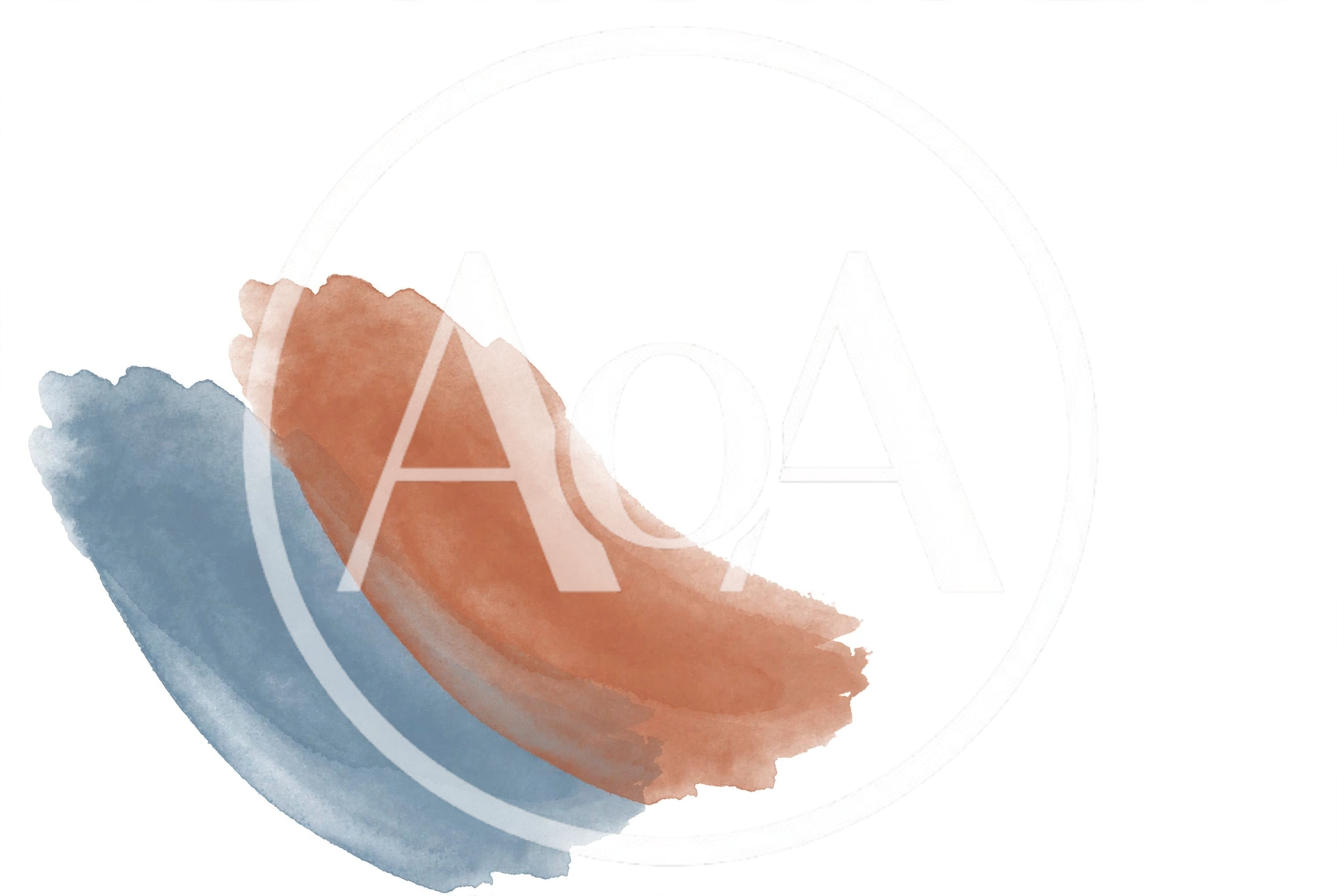 Abstract Watercolor Brush Strokes In Blue And Terracotta