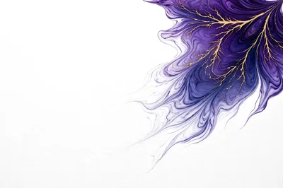 Abstract Purple Ink Flow With Gold Vein Accents