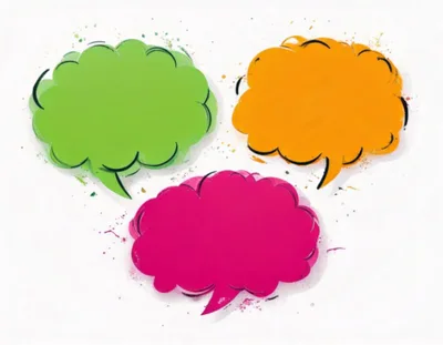 Three Colorful Blank Speech Bubbles On White Background