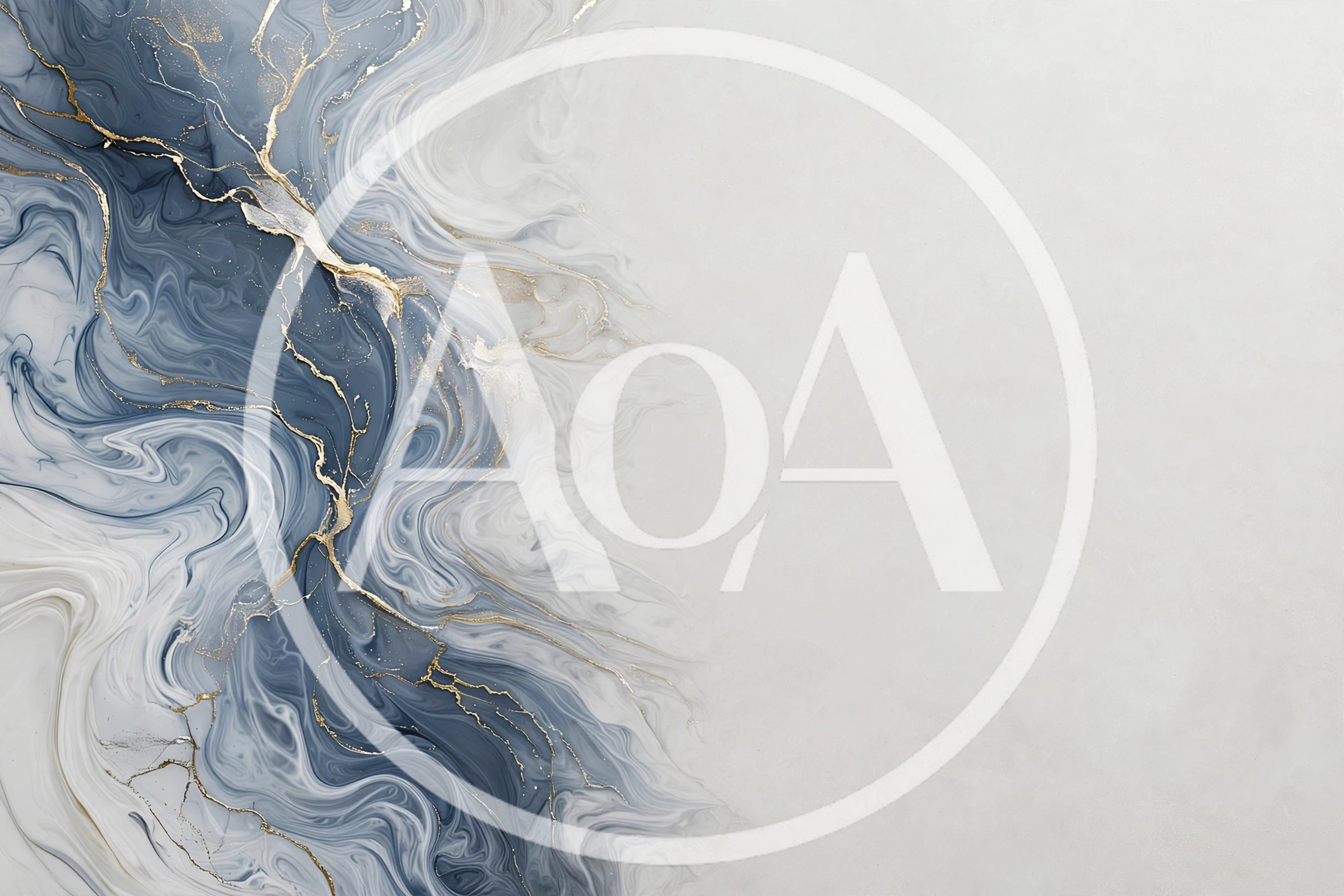 Abstract Blue And White Marble Texture With Gold Veins