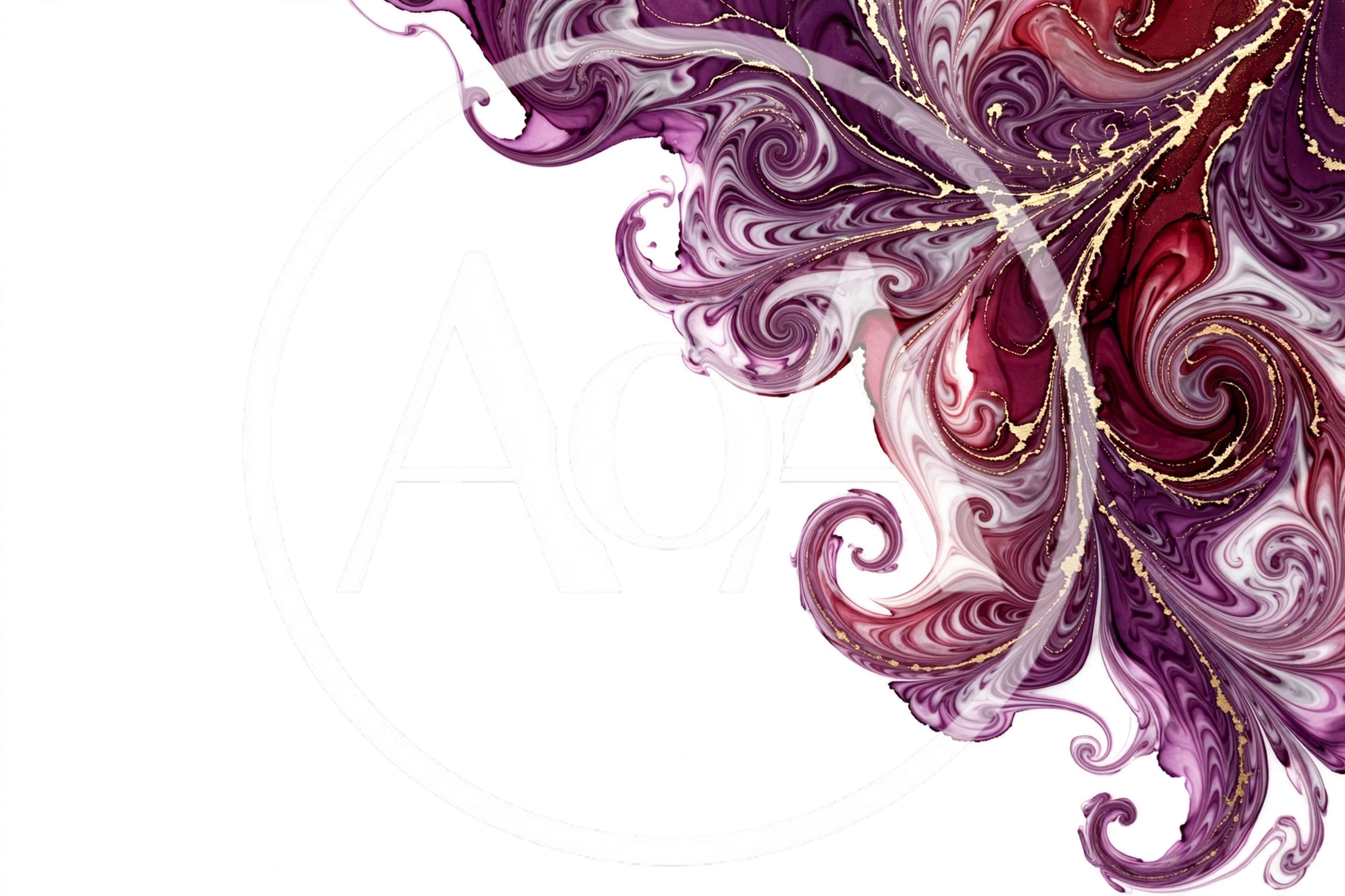 Abstract Purple And Gold Alcohol Ink Swirl Background