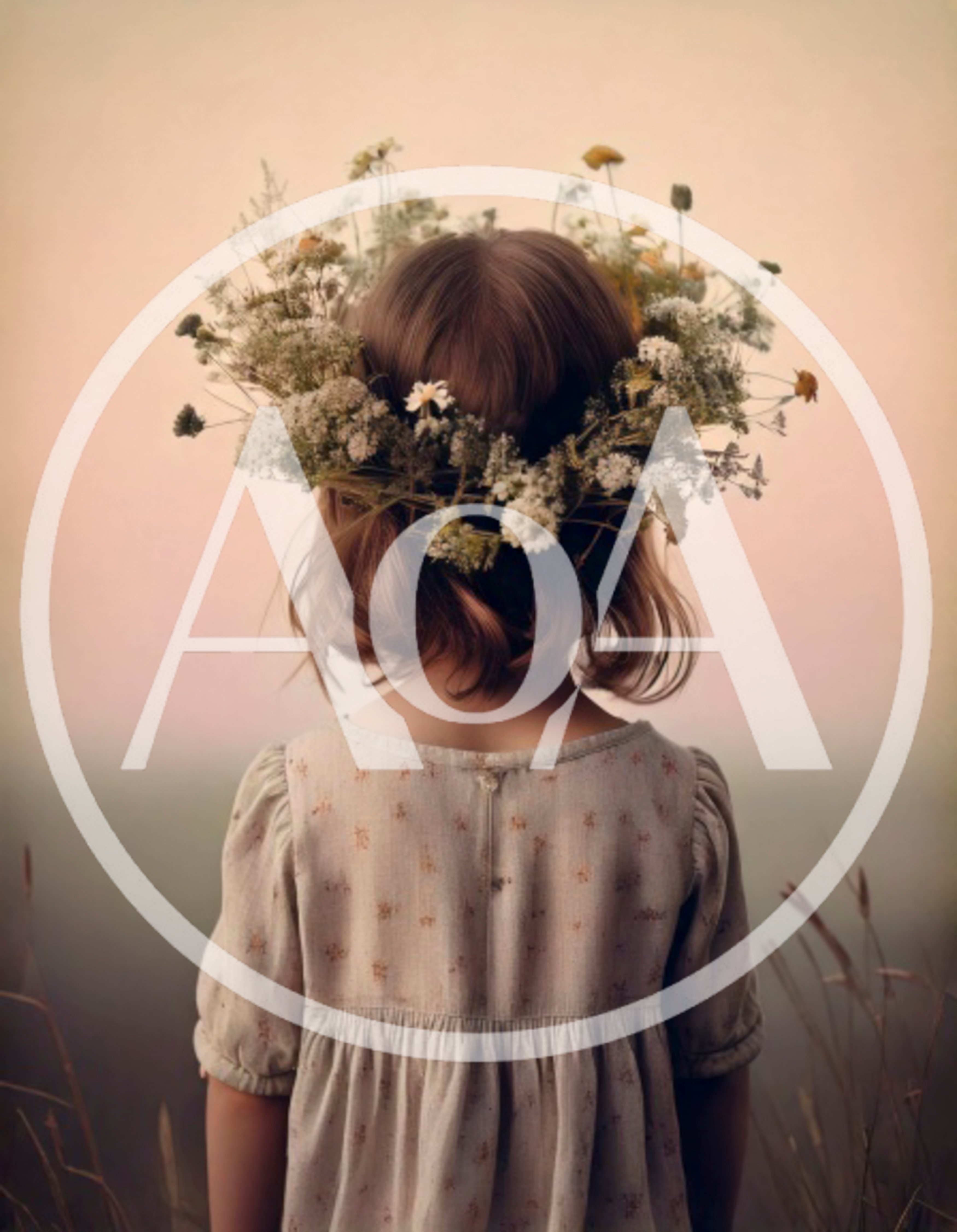 Young Girl Wearing A Wildflower Crown In A Field