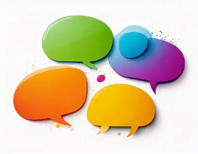 Colorful Floating Speech Bubbles On White Background