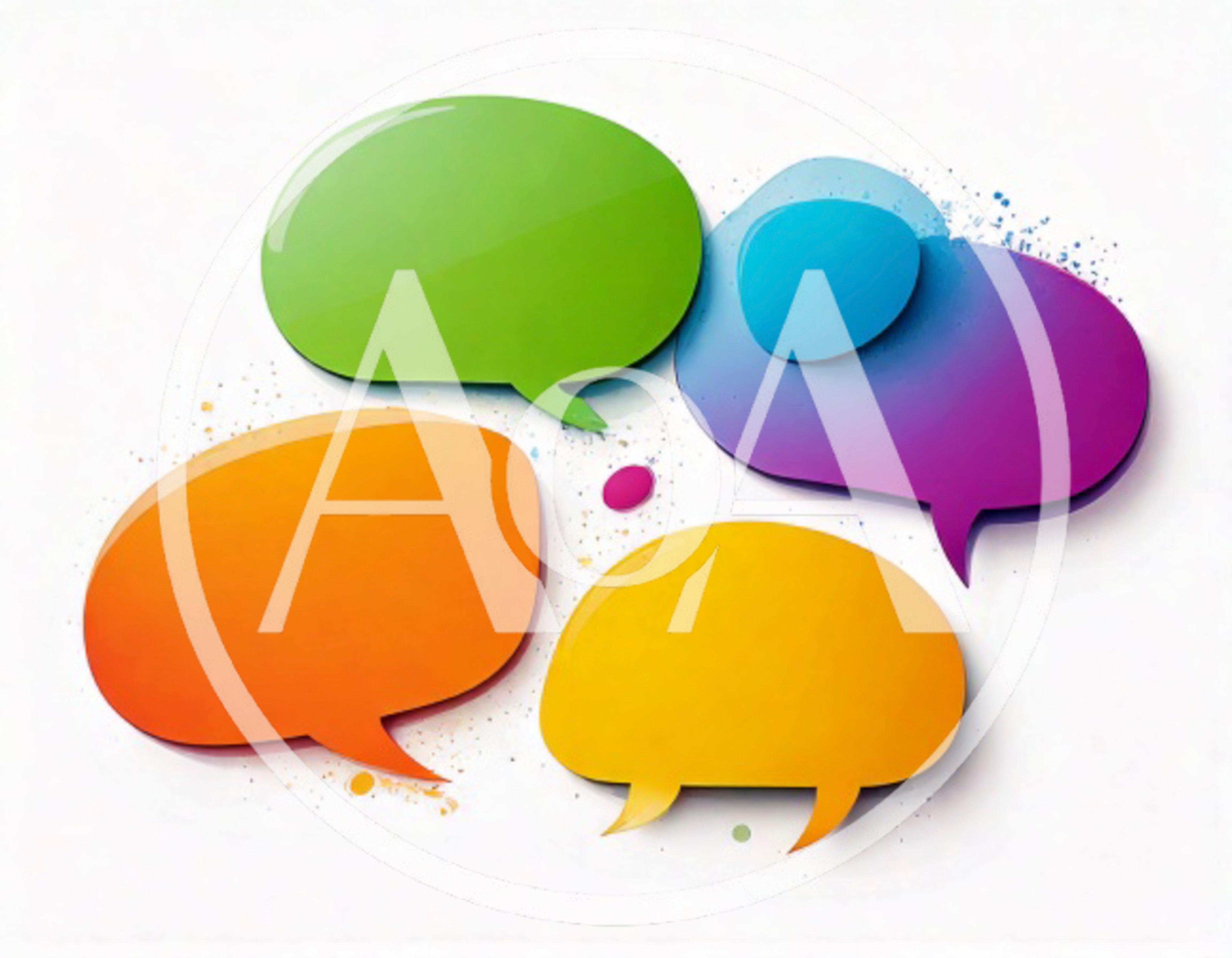 Colorful Floating Speech Bubbles On White Background