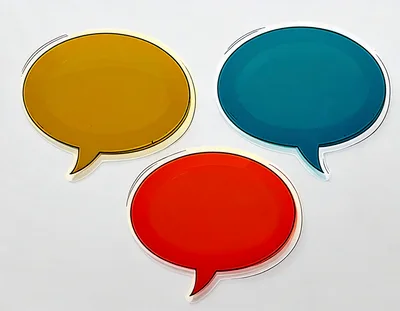 Three Colorful Blank Speech Bubble Stickers