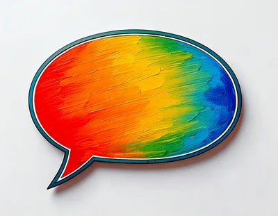 Rainbow Colored Speech Bubble With Oil Paint Texture