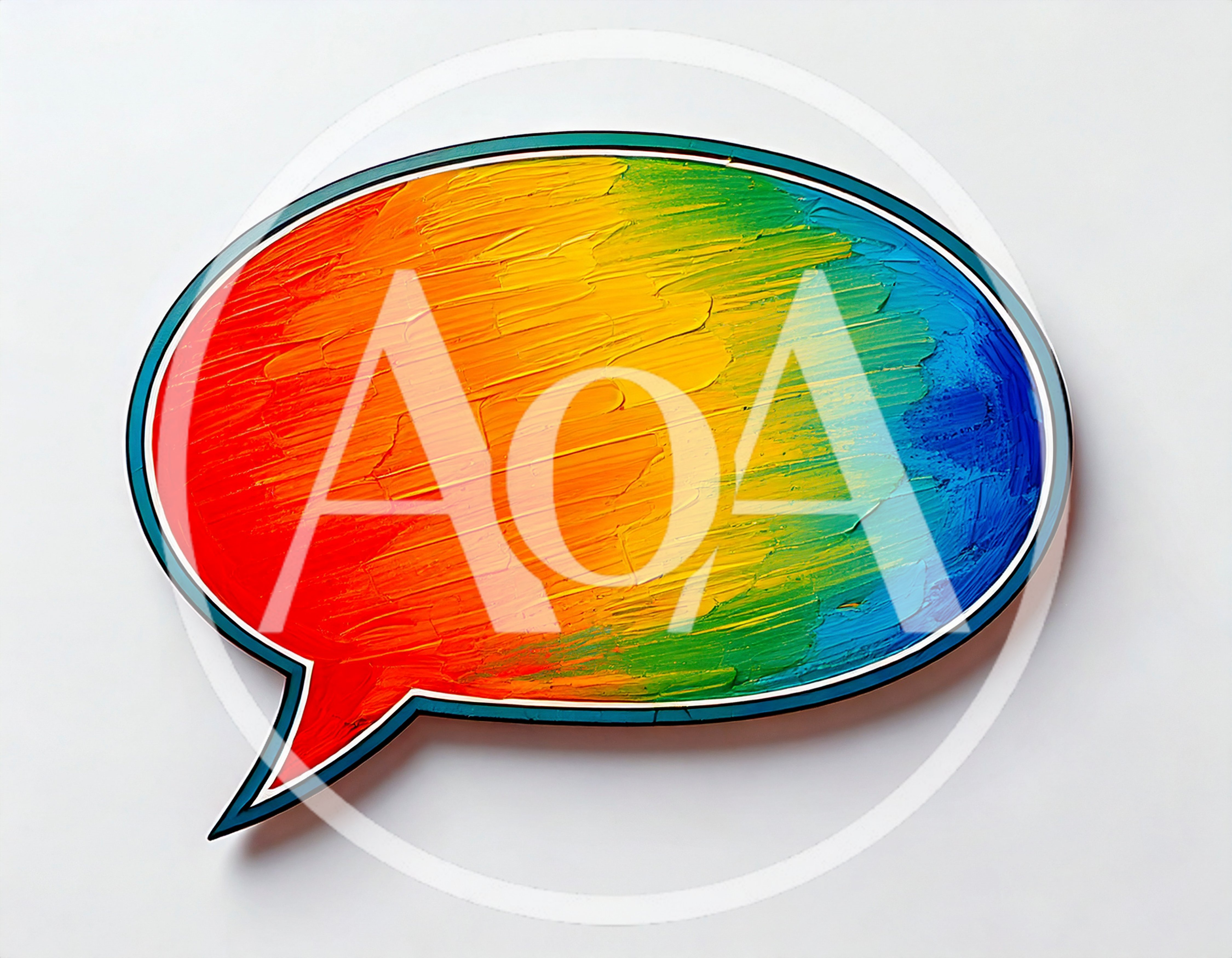 Rainbow Colored Speech Bubble With Oil Paint Texture
