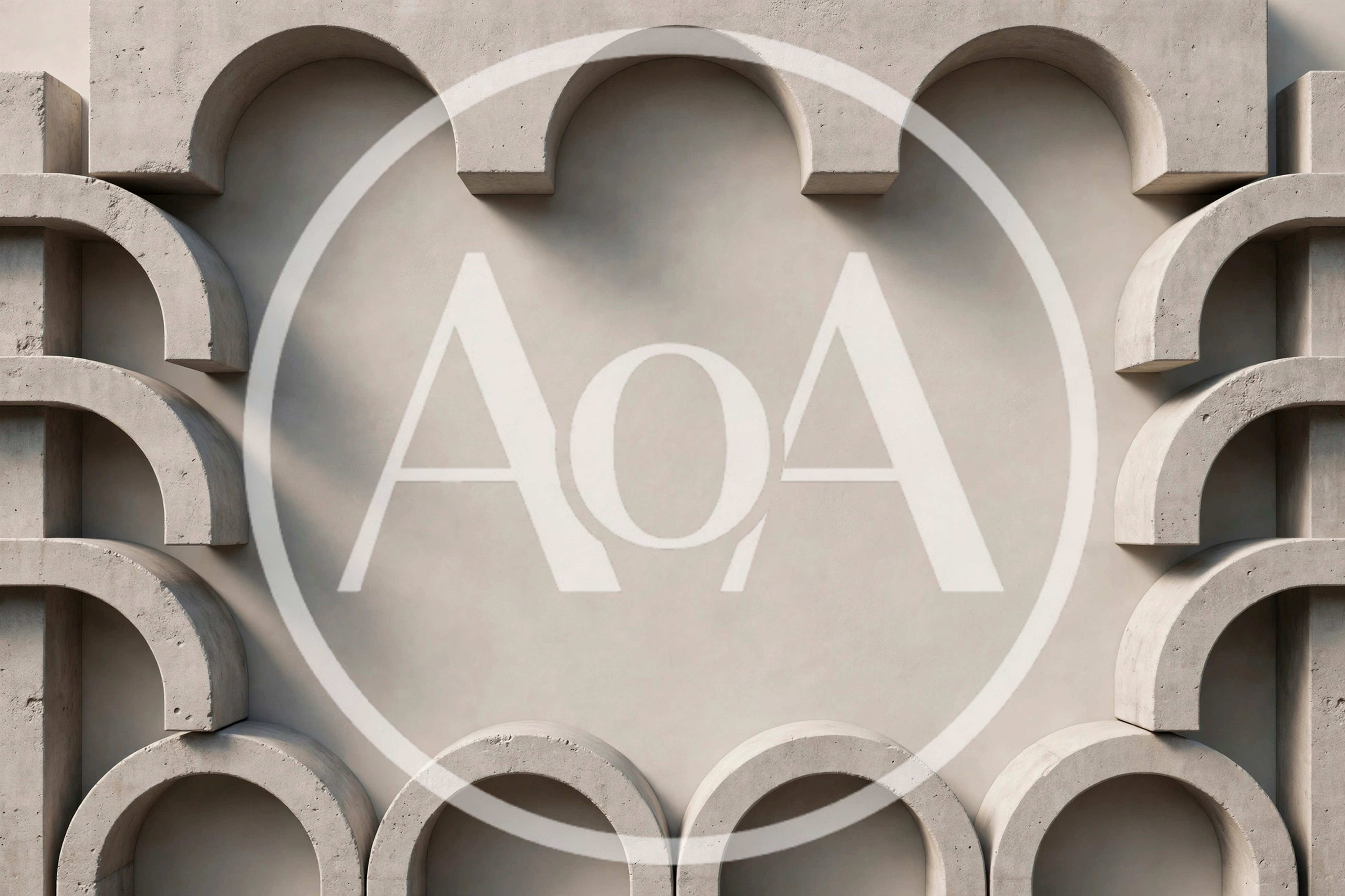 Abstract Concrete Wall With Symmetrical Arch Pattern