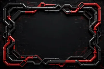 Futuristic Industrial Pipe Frame With Cyberpunk Aesthetic