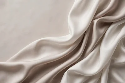 Elegant Beige Silk Fabric Draped In Soft Folds