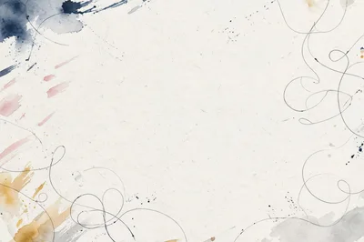 Abstract Watercolor Background With Ink Scribbles And Texture