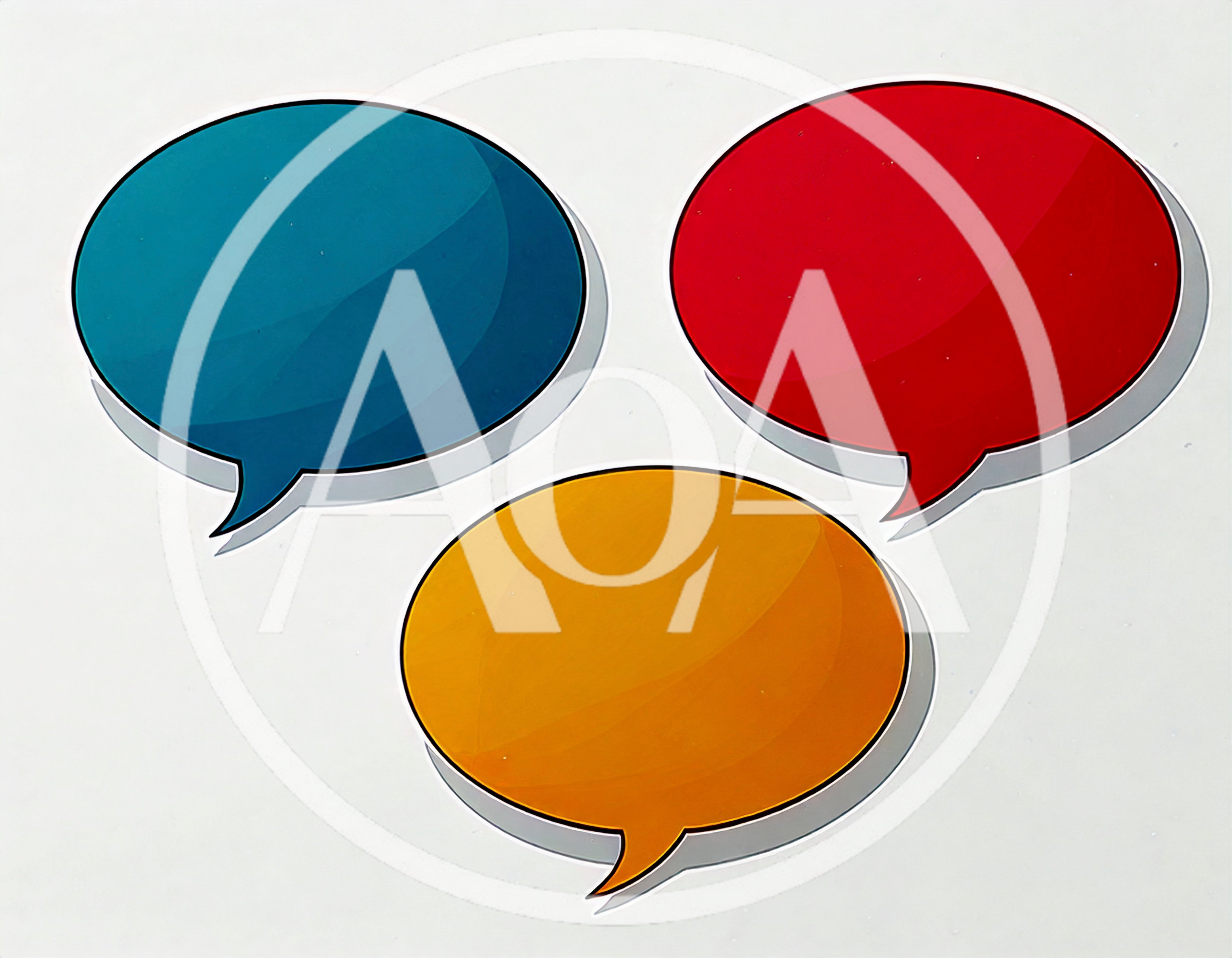 Three Colorful Glossy Speech Bubbles On White Background