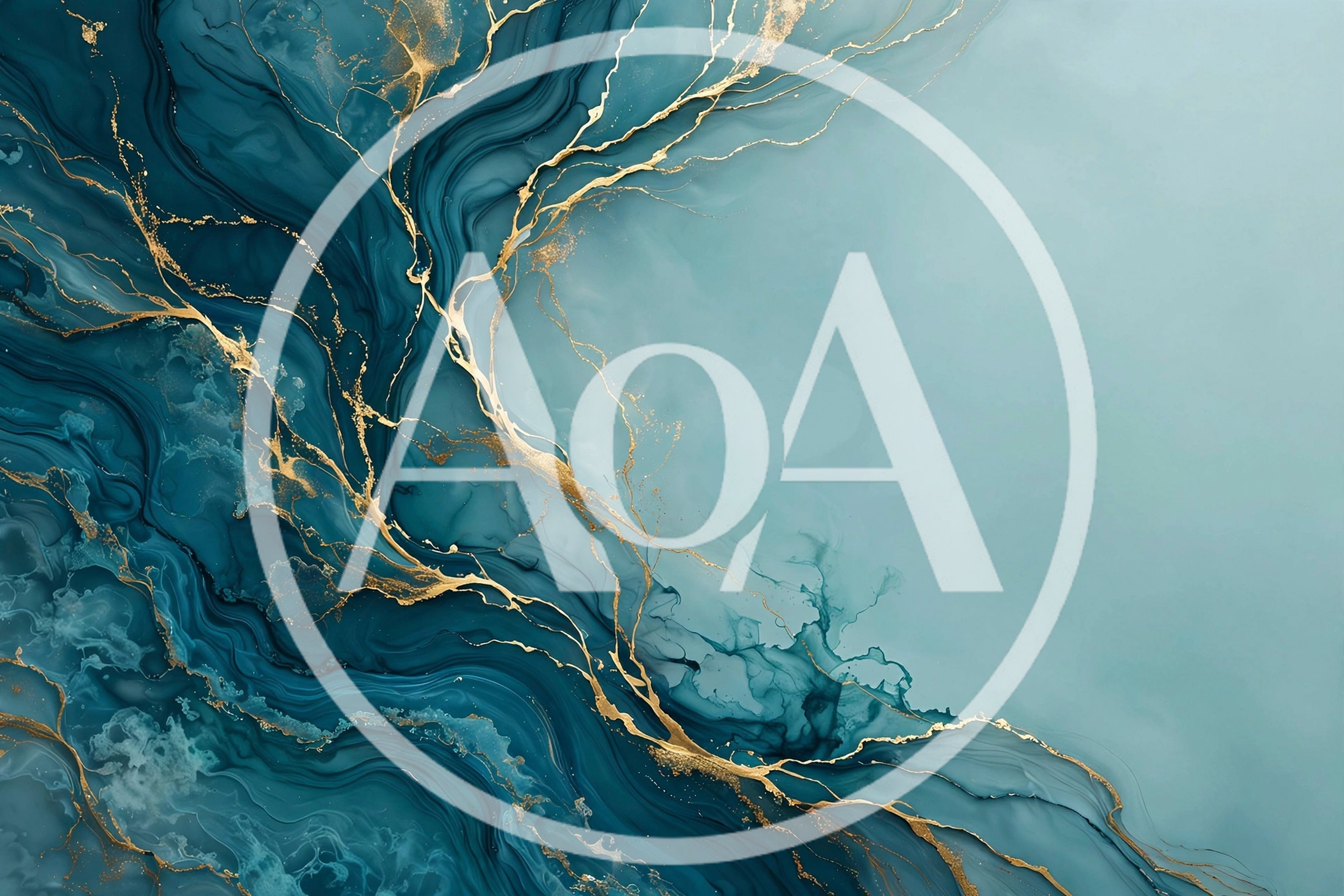 Abstract Teal And Gold Alcohol Ink Marble Texture