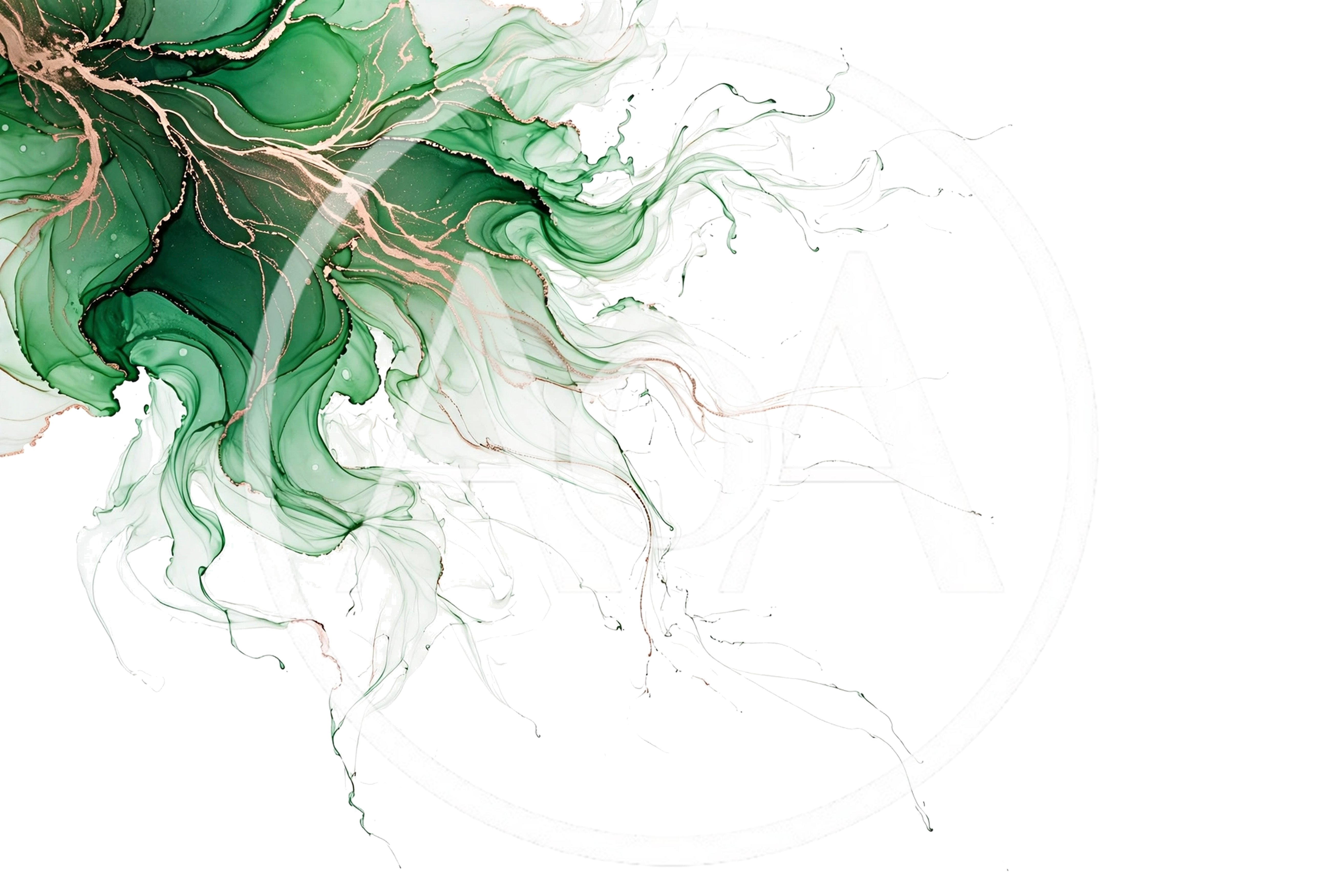 Abstract Green And Gold Alcohol Ink Background
