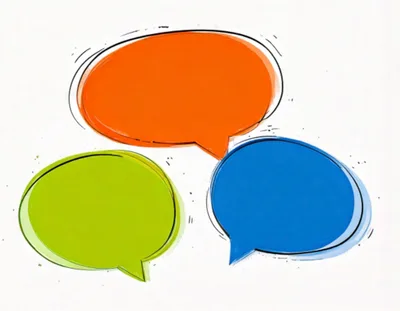 Three Colorful Hand Drawn Speech Bubbles