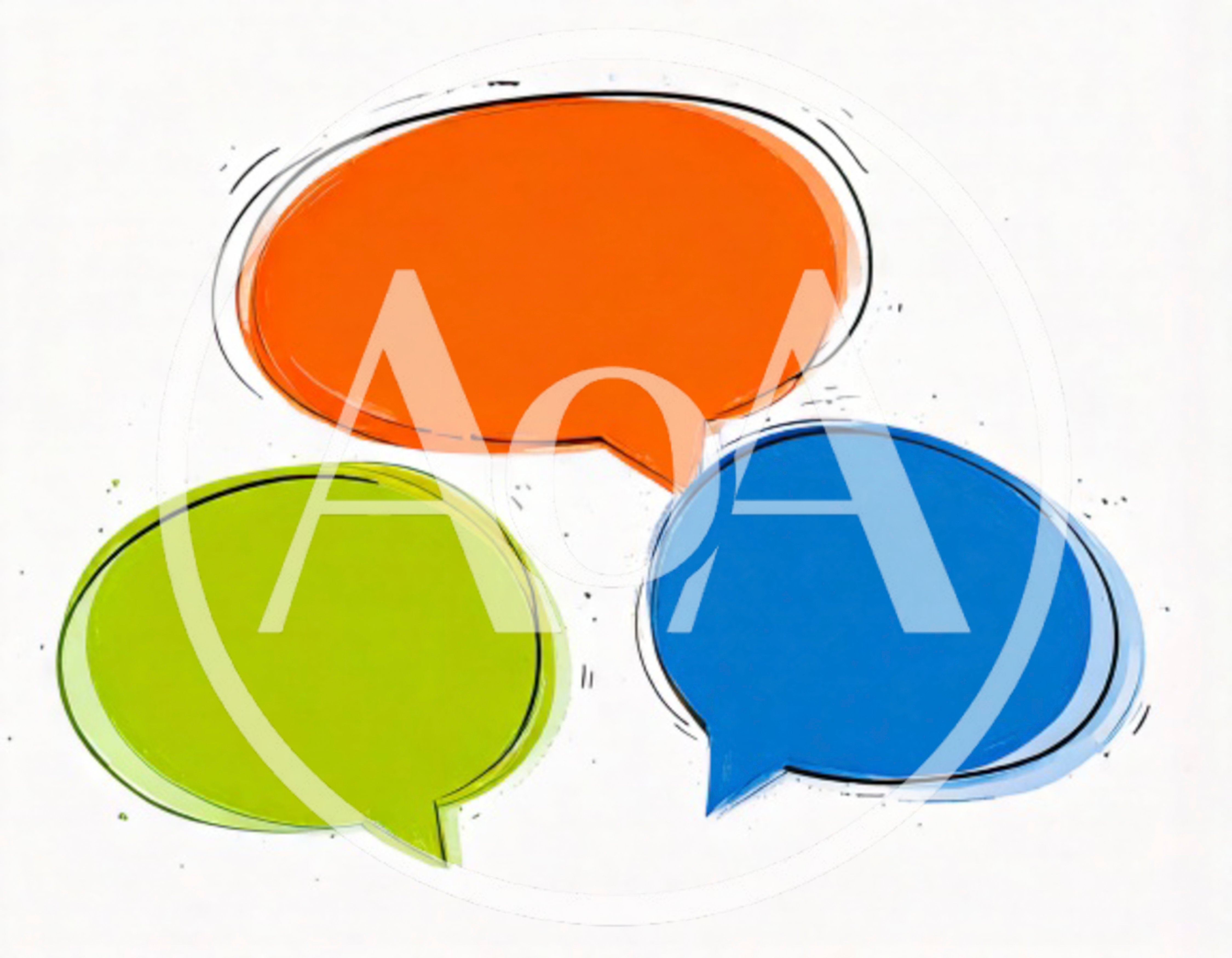 Three Colorful Hand Drawn Speech Bubbles