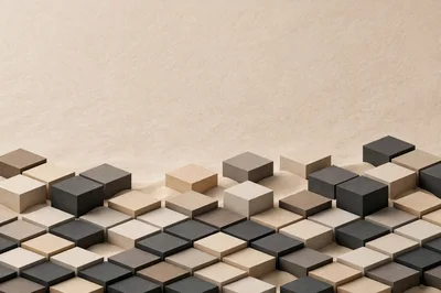 Abstract Isometric Cubes On Sandy Background