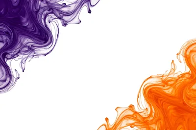 Purple and Orange Ink Swirls in Water
