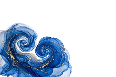 Abstract Blue Alcohol Ink Swirls With Gold Veins