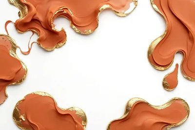 Abstract Terracotta Liquid Paint With Gold Leaf Edges