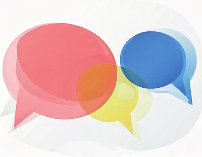 Abstract Transparent Speech Bubbles In Primary Colors