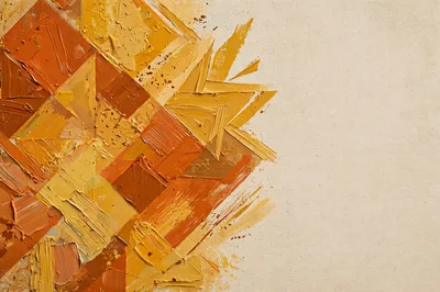 Abstract Oil Painting With Geometric Texture And Warm Tones