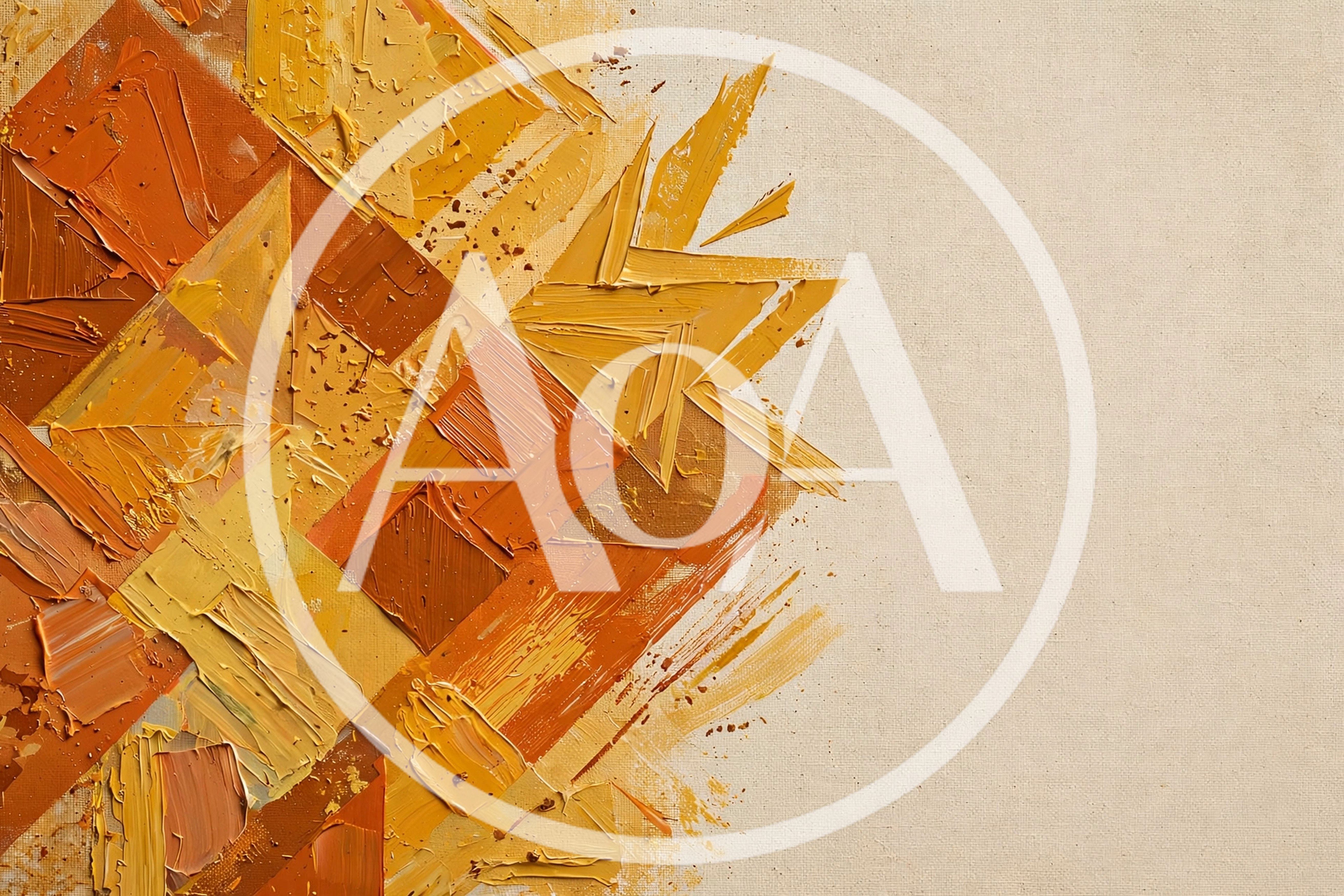 Abstract Oil Painting With Geometric Texture And Warm Tones