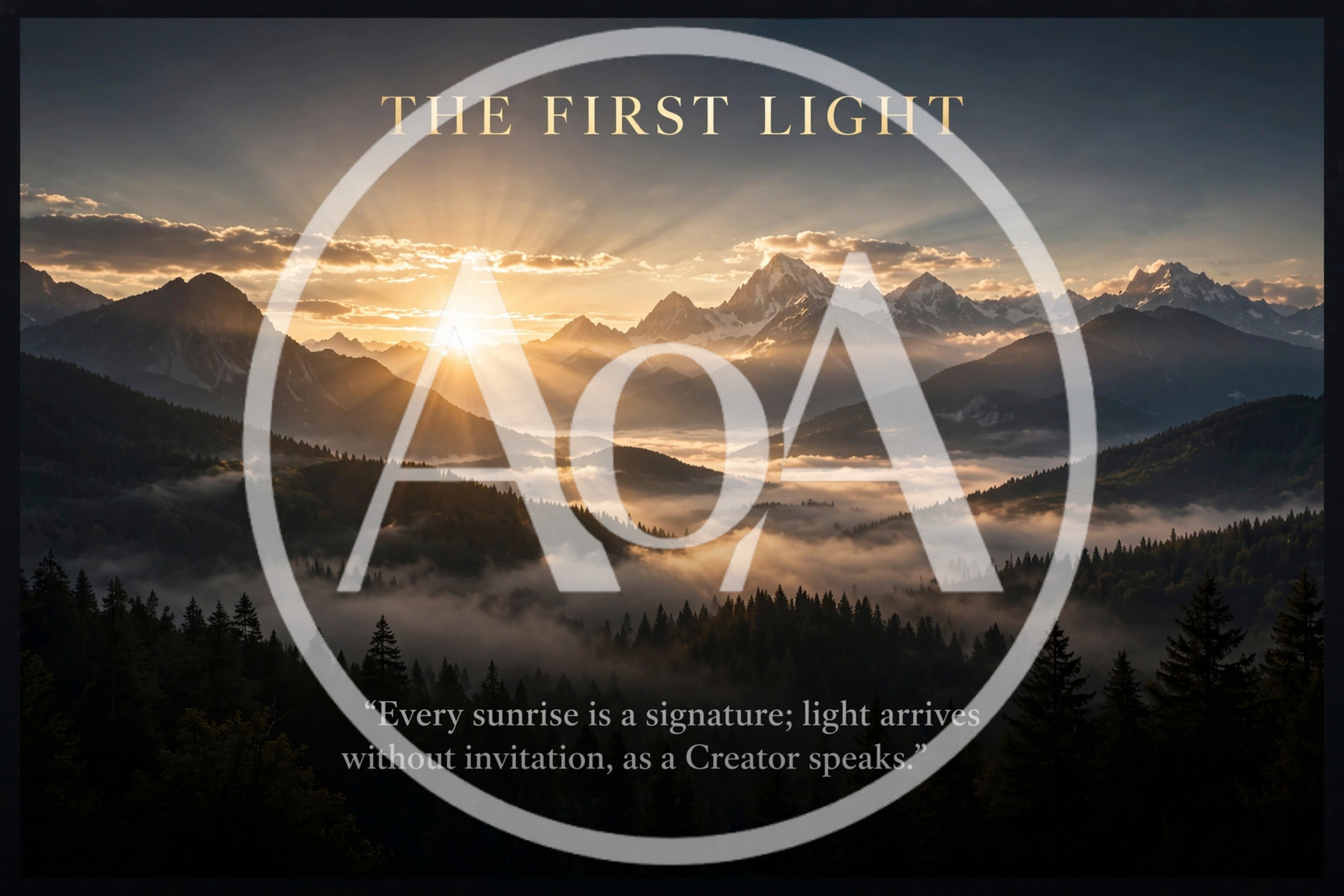 Sunrise Over Misty Mountain Range With Forest