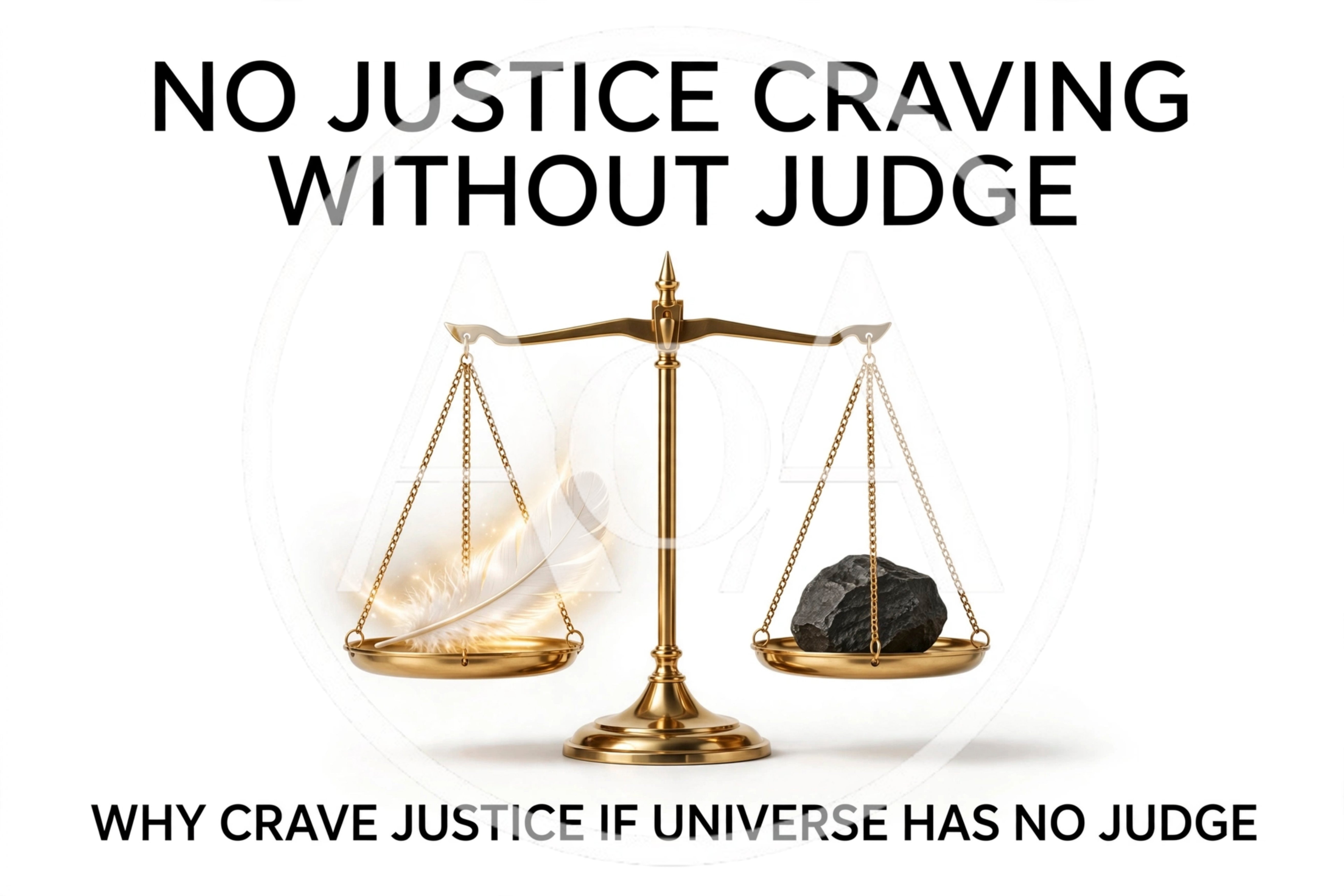 Conceptual Scales of Justice with Feather and Stone