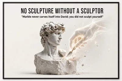 Conceptual Illustration Of A Divine Hand Sculpting David