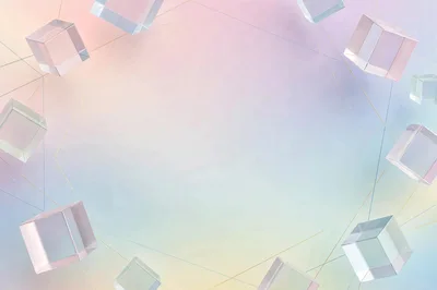 Floating Glass Cubes on Pastel Gradient Background
