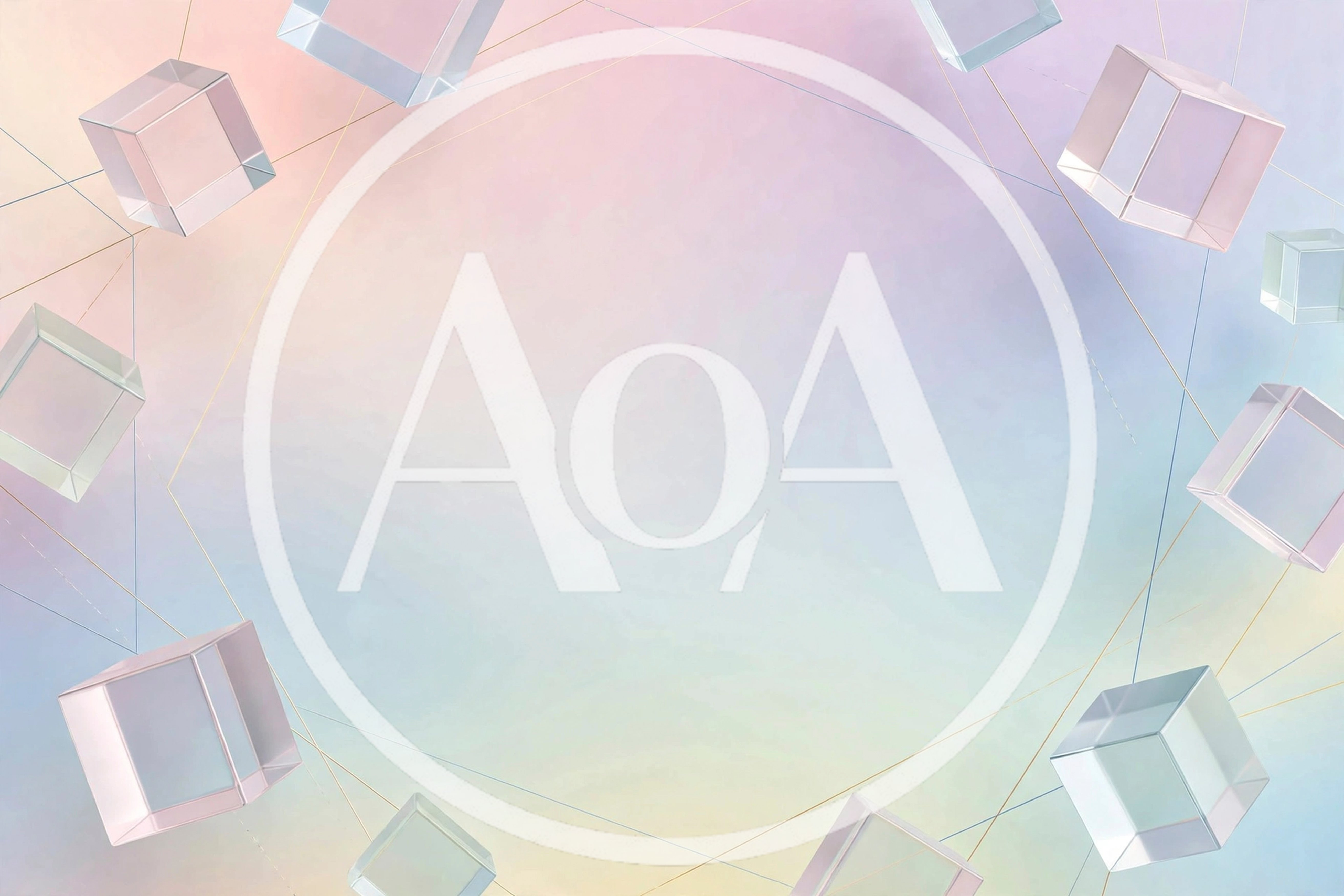 Floating Glass Cubes on Pastel Gradient Background