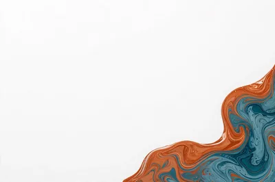 Abstract Fluid Paint Swirls In Orange And Blue