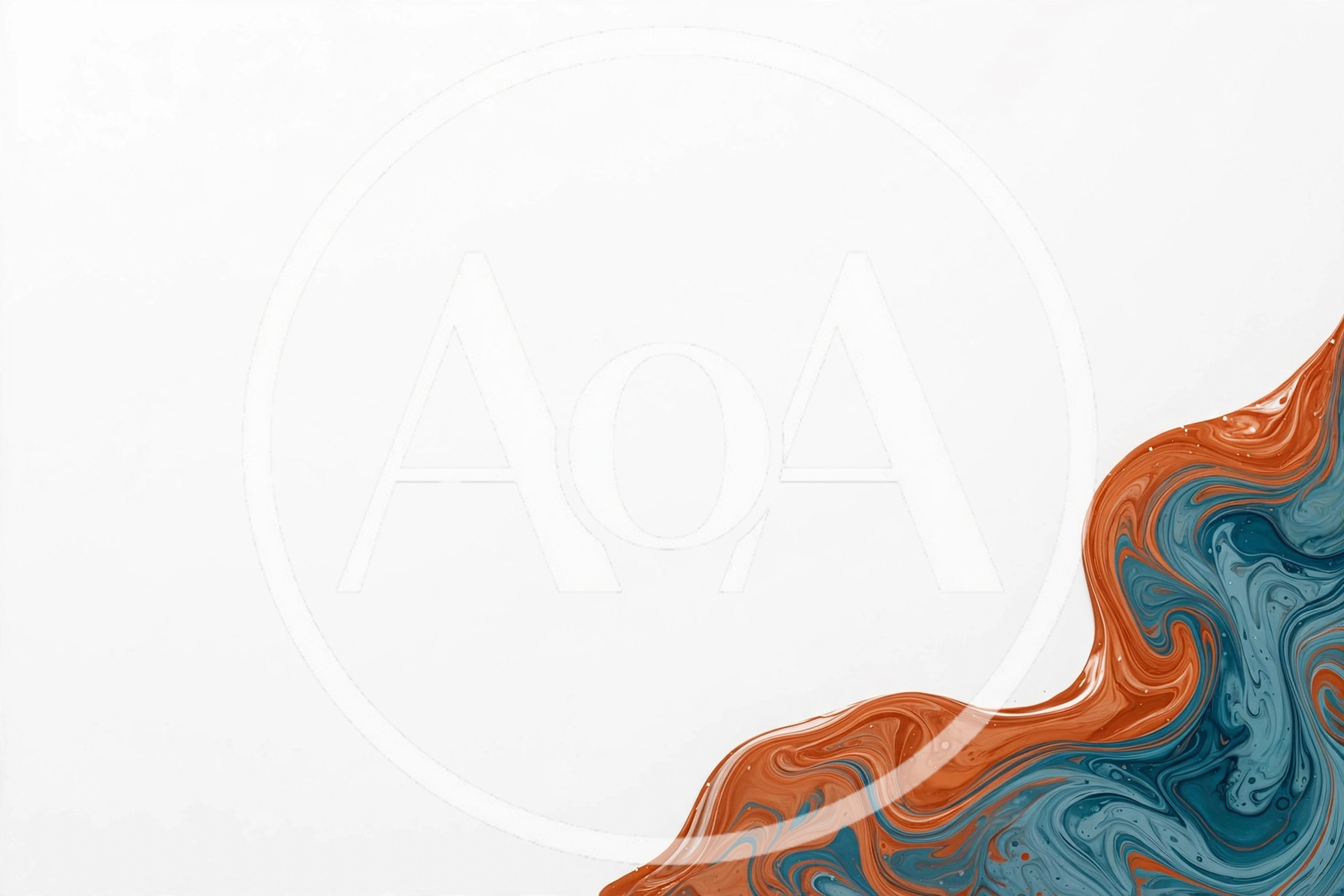Abstract Fluid Paint Swirls In Orange And Blue