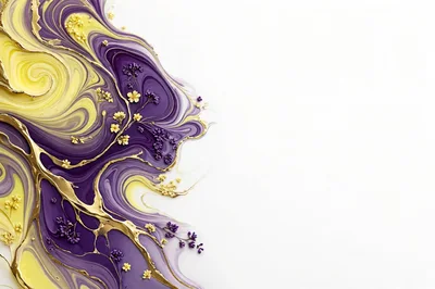 Abstract Fluid Art With Purple Yellow And Gold