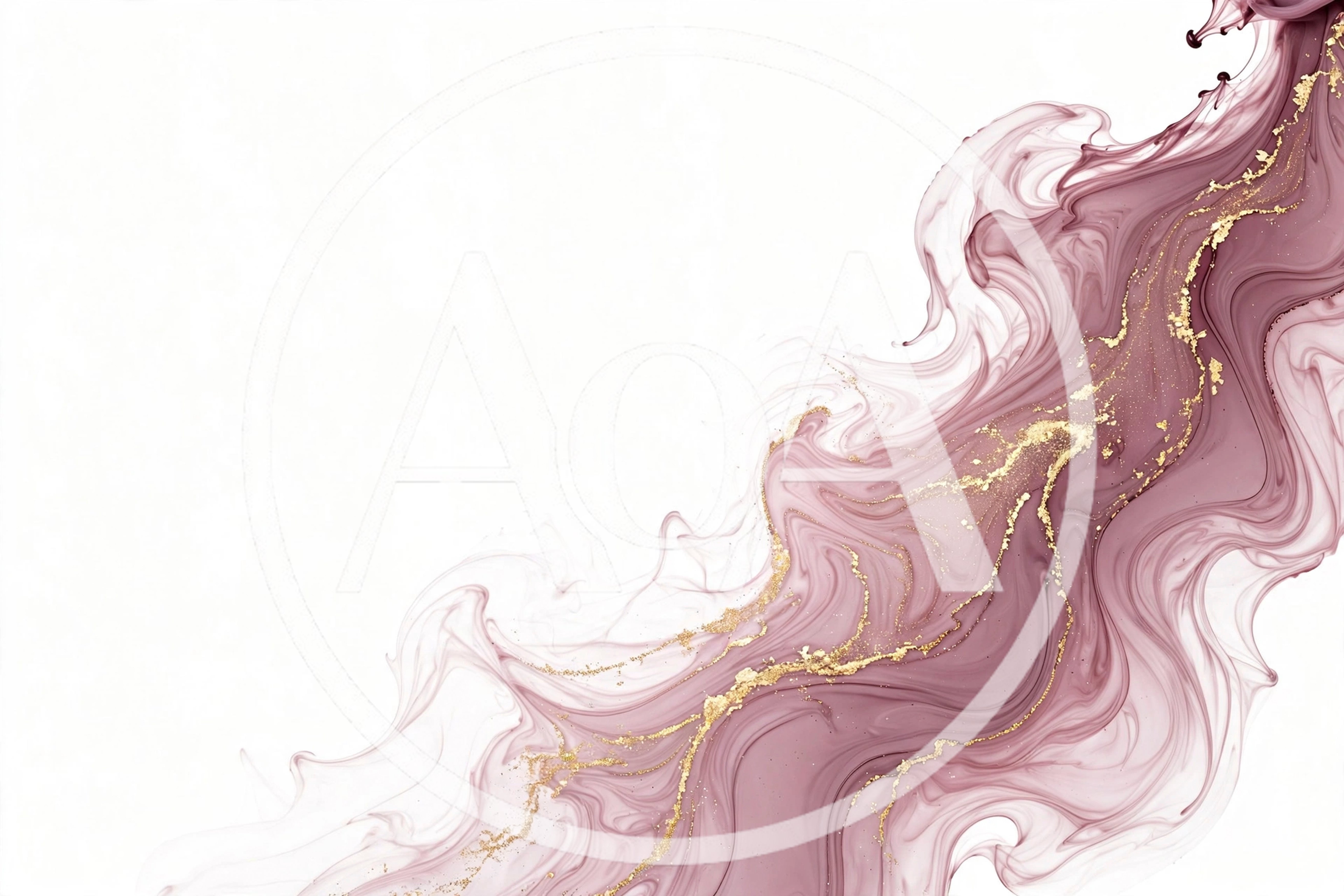 Abstract Mauve Ink Flow With Gold Veins