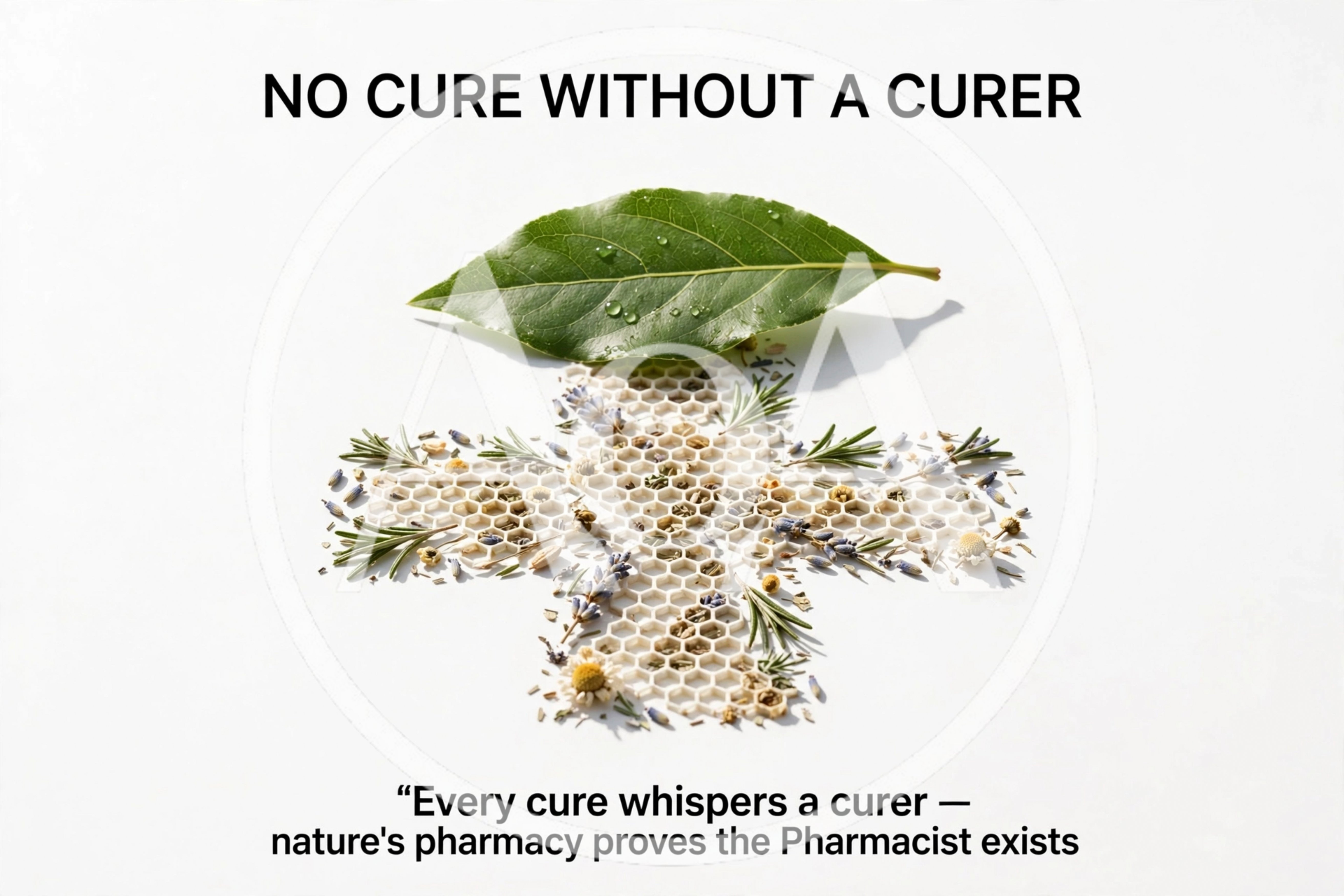 Honeycomb Cross Shape With Herbs And Leaf