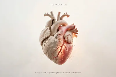Conceptual Human Heart Sculpture With Divine Metaphor