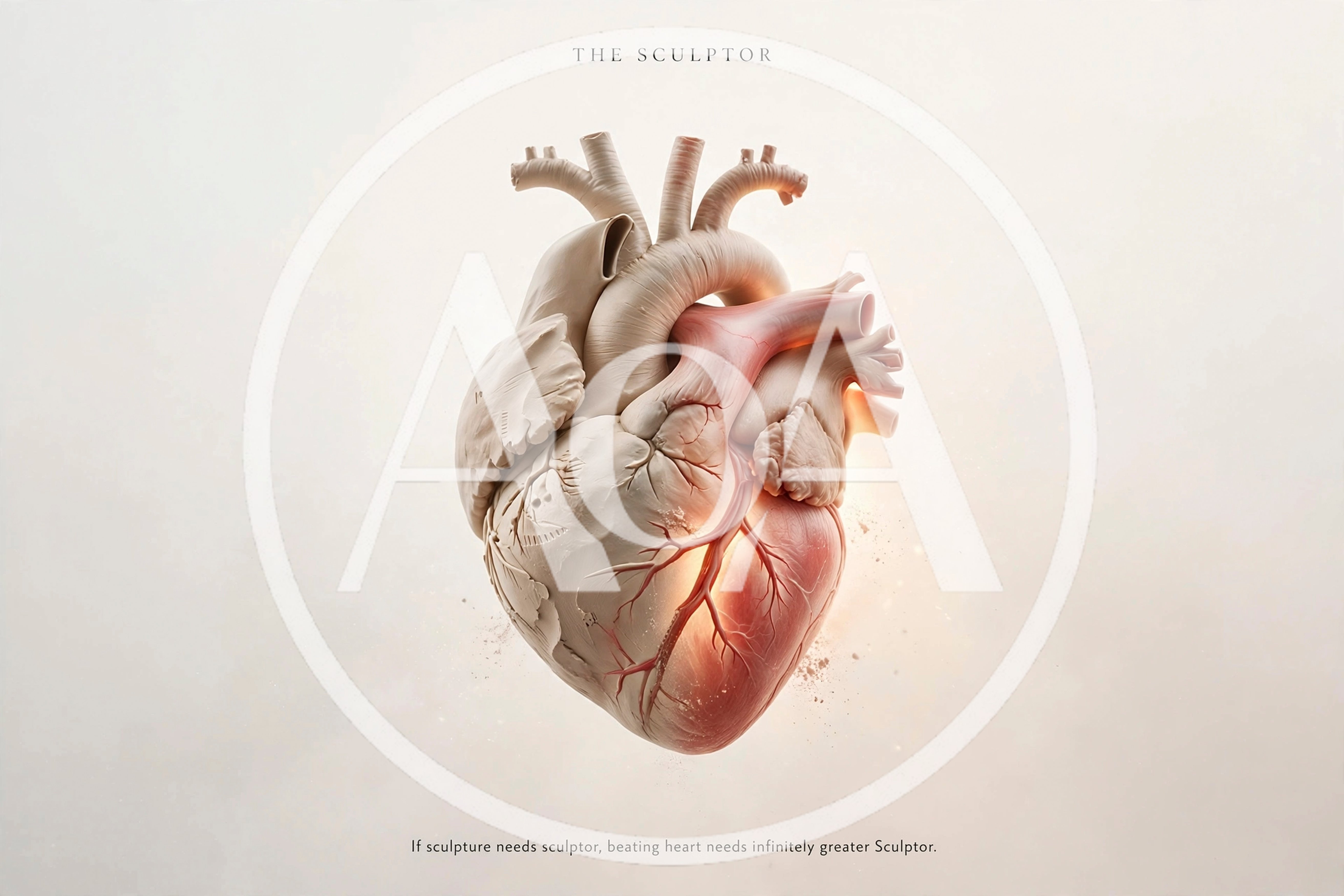 Conceptual Human Heart Sculpture With Divine Metaphor