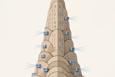 Minimalist Illustration Of A Stylized Art Deco Skyscraper